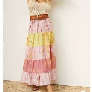 Vita Bhartia (from Anthropologie) Tiered Tie-Dye Maxi Skirt. Size XL. NWT.